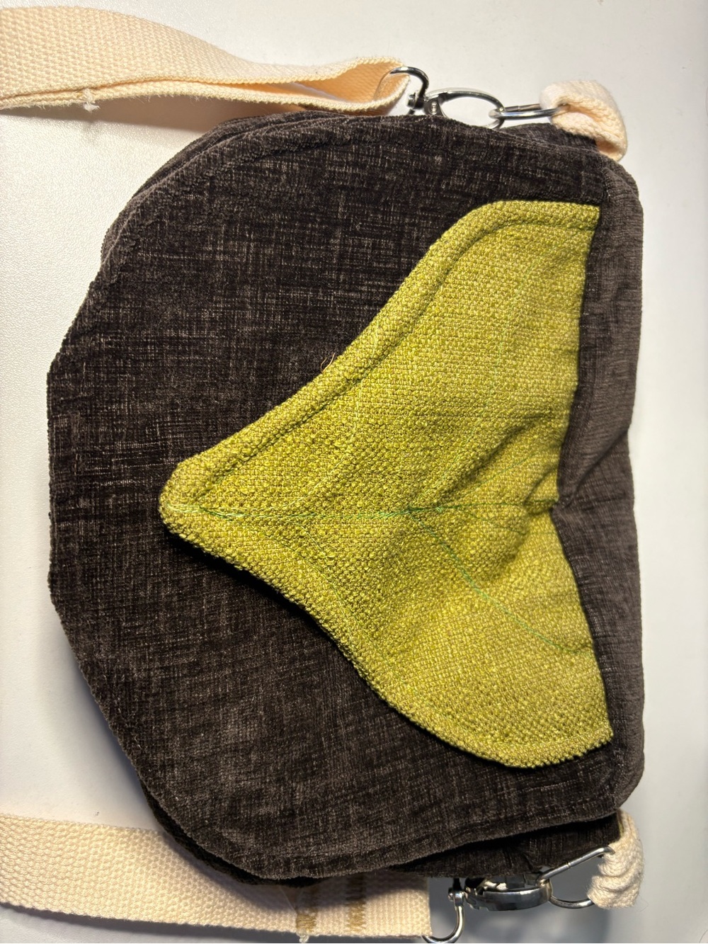 Handmade brown leaf crossbody bag